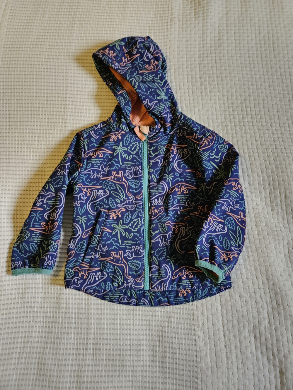 Cat & Jack 18m Dinosaur Hooded Jacket with Orange Lining